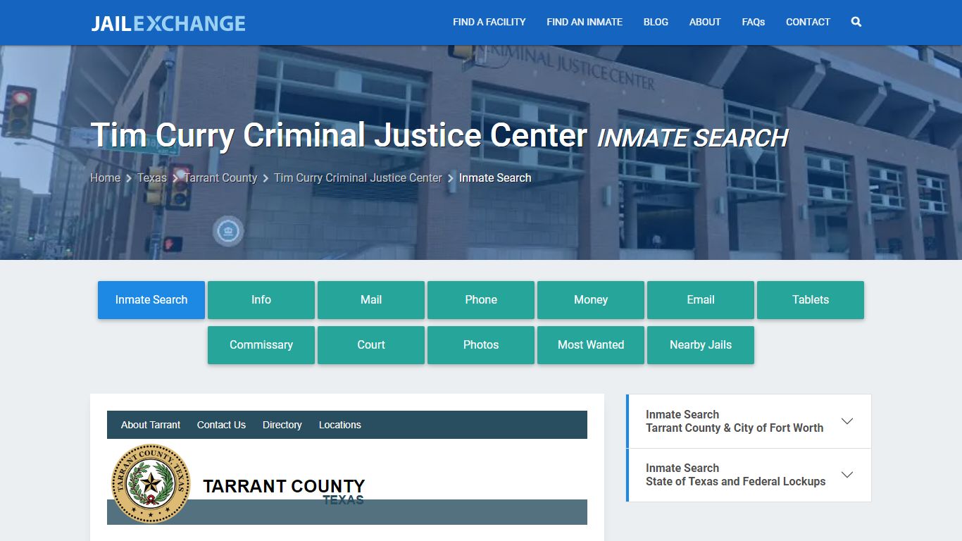 Tim Curry Criminal Justice Center Inmate Search - Jail Exchange